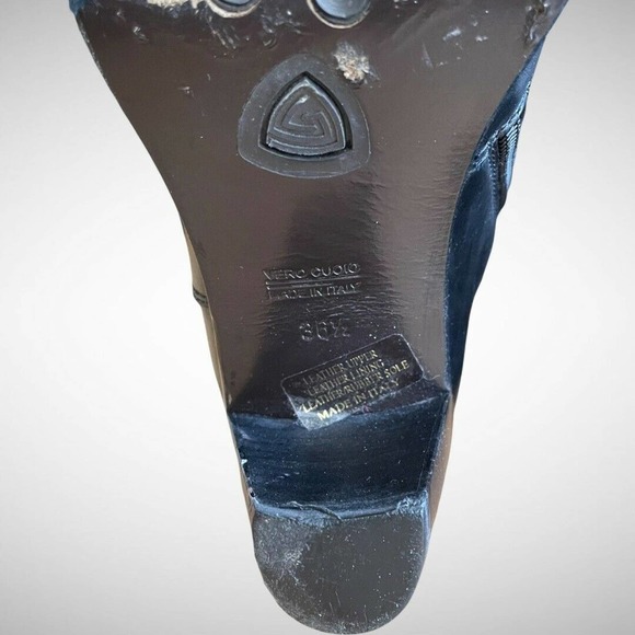 AGL Atillio Leombruni tall black leather heeled boot size 6.5 36.5 Made in Italy - Picture 6 of 11